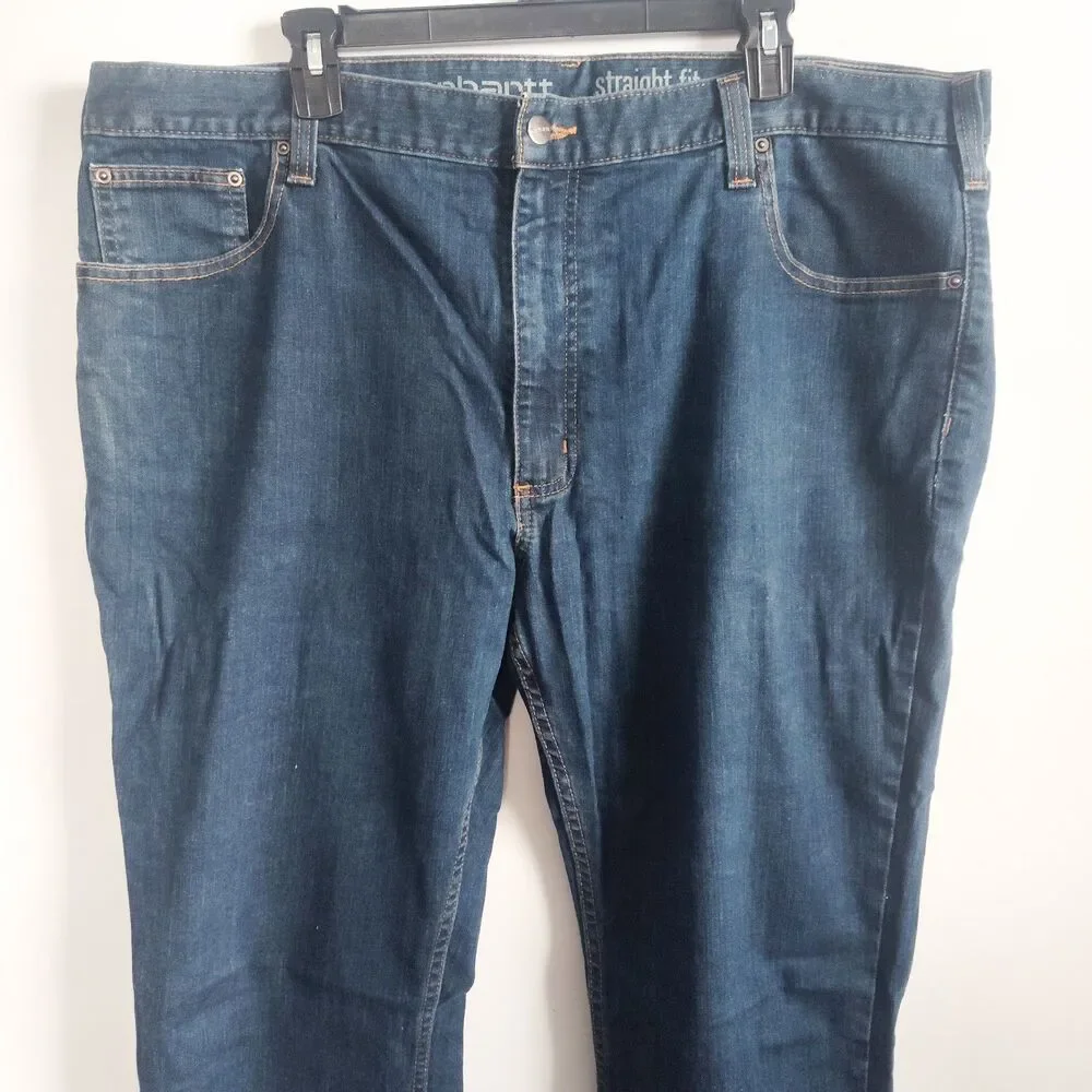 Carhartt Jeans Mens 42x32 Blue Straight Leg Fit Medium Wash Denim Pants 5-Pocket